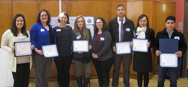 Eddith Kinney and students at award ceremony